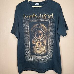 Vtg Lamb of God Skeleton Concert Tour Band Tee Men's Size Large Grunge Goth 90s